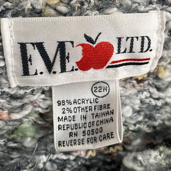 VTG Y2K Sweater 22 Acrylic Gray Chunky Marled Knit Boho Hipster Grannycore 90s - Picture 11 of 12